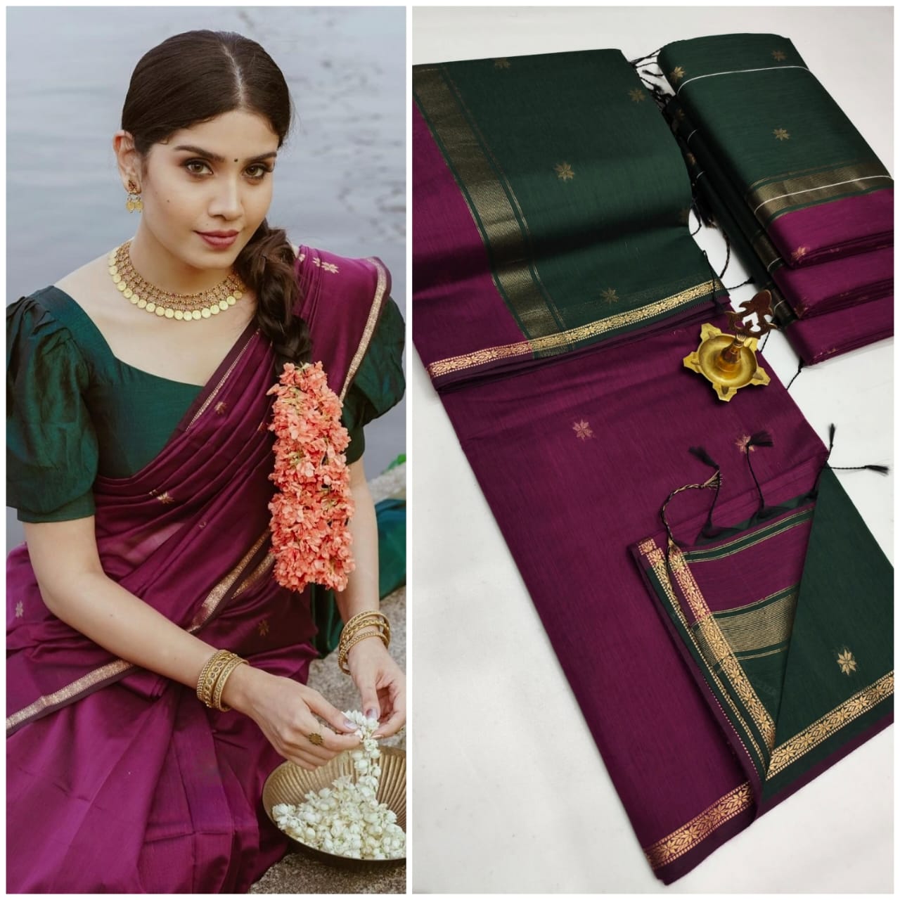 Embroidered Floral Zari Work Silk Saree